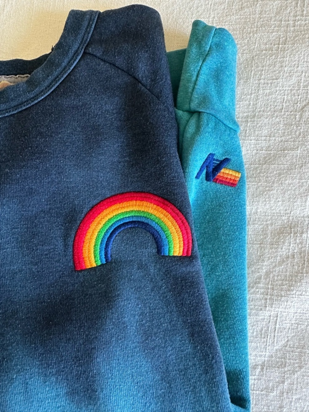 Aviator Nation Rainbow patch blue ombré sweatshirt